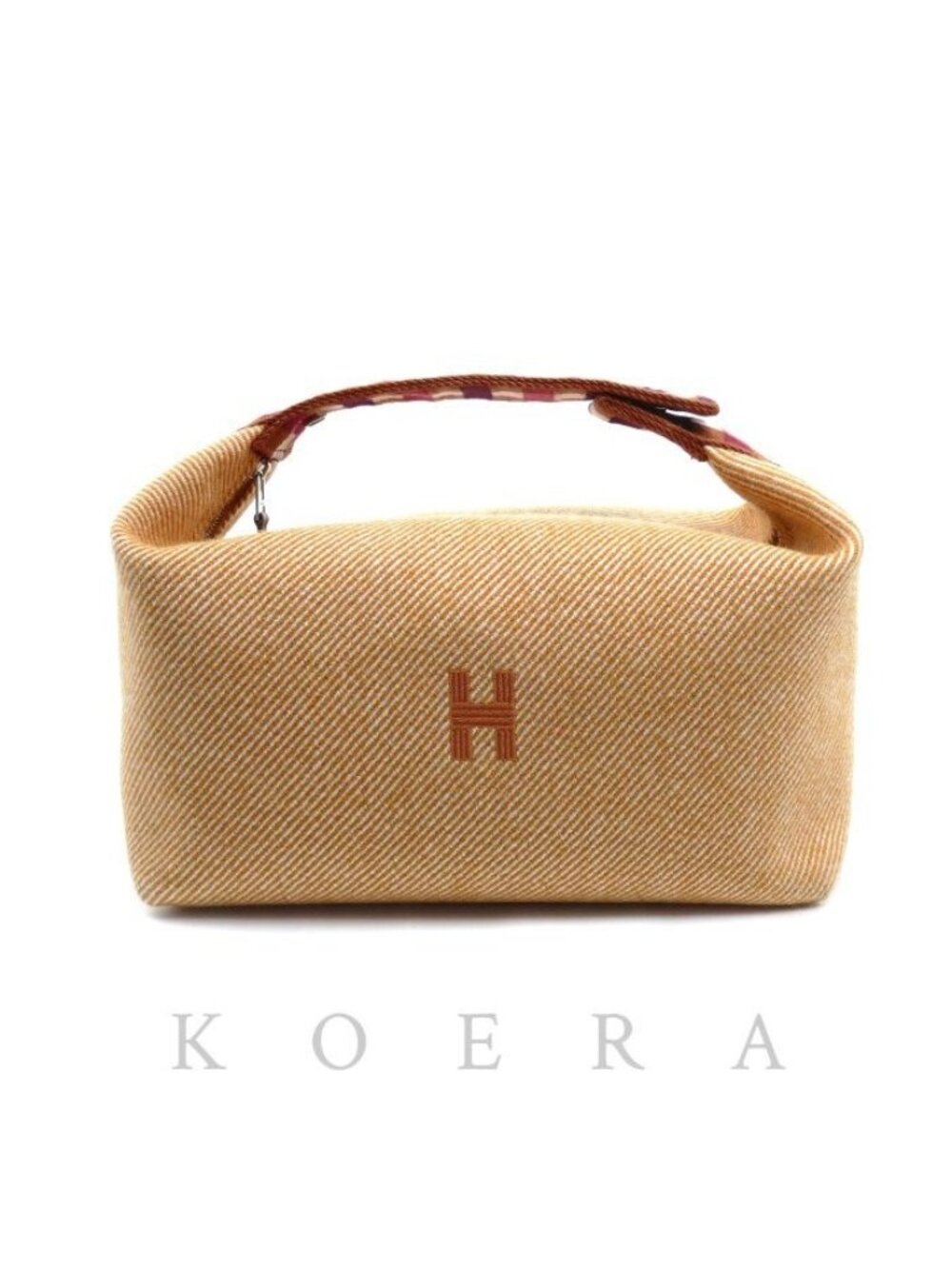 Hermes Brid-a-brac GM Pouch Orange Herringbone Cotton Canvas